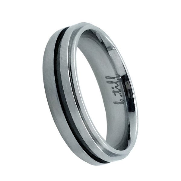 B.Tiff Offset Black Inlay Ring