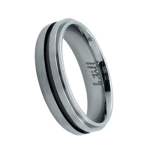 B.Tiff Offset Black Inlay Ring