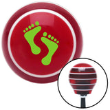 Green Bare Feet Red Stripe Shift Knob with M16 x 15 Insert