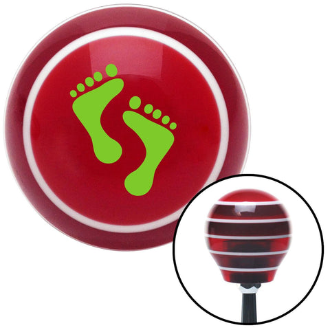 Green Bare Feet Red Stripe Shift Knob with M16 x 15 Insert