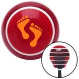 Orange Foot Prints Red Stripe Shift Knob with M16 x 15 Insert