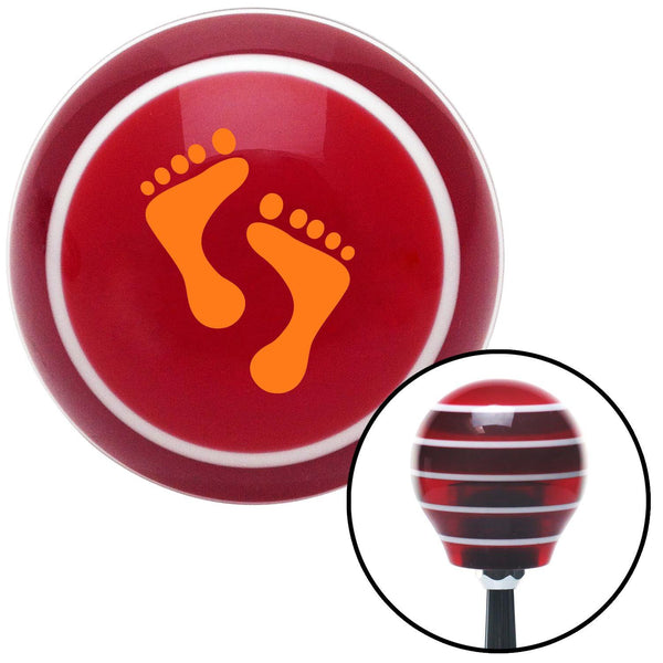 Orange Foot Prints Red Stripe Shift Knob with M16 x 15 Insert