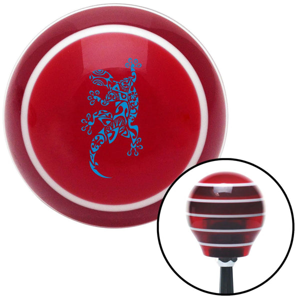Blue Abstract Gecko Red Stripe Shift Knob with M16 x 15 Insert