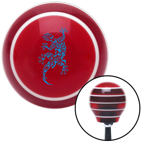 Blue Abstract Gecko Red Stripe Shift Knob with M16 x 15 Insert