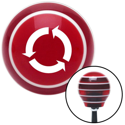 White Arrows in Circle Red Stripe Shift Knob with M16 x 15 Insert