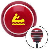 Yellow Guy Paddling Canoe Red Stripe Shift Knob with M16 x 15 Insert
