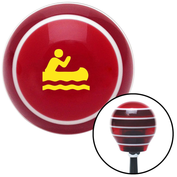Yellow Guy Paddling Canoe Red Stripe Shift Knob with M16 x 15 Insert