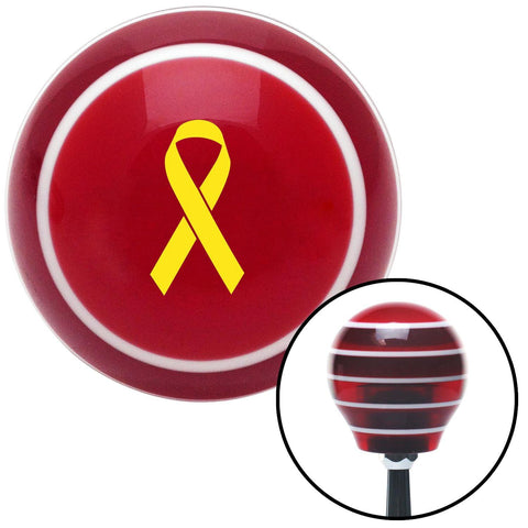 Yellow Ribbon w Overlap Red Stripe Shift Knob with M16 x 15 Insert