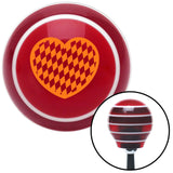 Orange Checkered Heart Red Stripe Shift Knob with M16 x 15 Insert