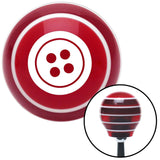 White Four Hole Button Red Stripe Shift Knob with M16 x 15 Insert