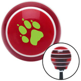 Green Paw Print Red Stripe Shift Knob with M16 x 15 Insert