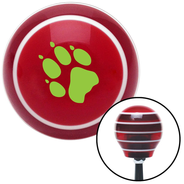 Green Paw Print Red Stripe Shift Knob with M16 x 15 Insert