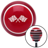 White  Checkered Racing Flags Red Stripe Shift Knob with M16 x 15 Insert