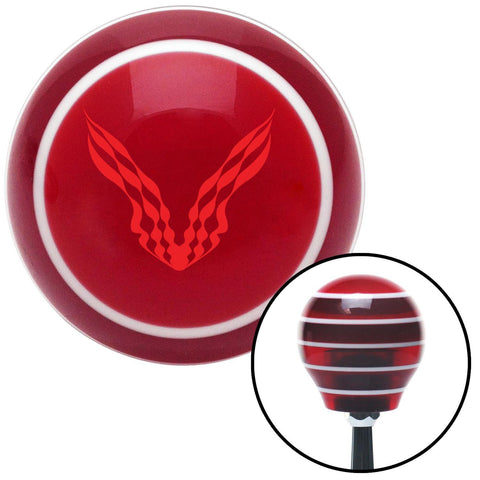 Red Checkered Racing WIngs Red Stripe Shift Knob with M16 x 15 Insert