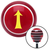 Yellow Fancy Solid Directional Arrow Up Red Stripe Shift Knob with M16 x 15 Insert