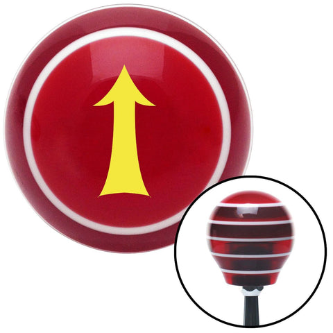 Yellow Fancy Solid Directional Arrow Up Red Stripe Shift Knob with M16 x 15 Insert