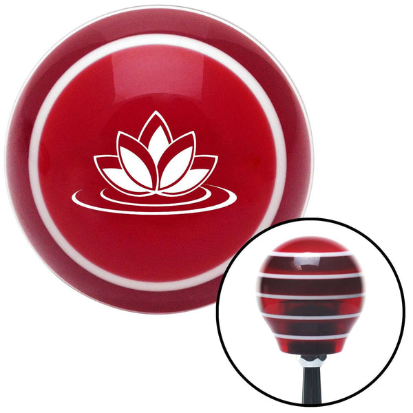 White Hawaiian Flower 6 Red Stripe Shift Knob with M16 x 15 Insert