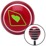 Green Heart on a Card Red Stripe Shift Knob with M16 x 15 Insert
