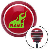 Green Flame Icon Red Stripe Shift Knob with M16 x 15 Insert