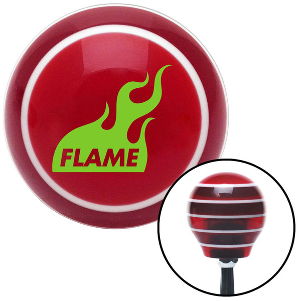 Green Flame Icon Red Stripe Shift Knob with M16 x 15 Insert