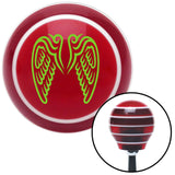 Green Wings Conjoined in Lure Red Stripe Shift Knob with M16 x 15 Insert