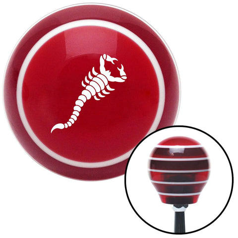 White Small Scorpion Red Stripe Shift Knob with M16 x 15 Insert