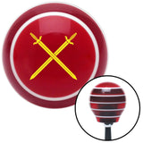 Yellow Swords Crossed Red Stripe Shift Knob with M16 x 15 Insert