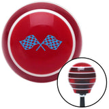Blue  Checkered Racing Flags Red Stripe Shift Knob with M16 x 15 Insert