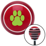 Green Pawprint Red Stripe Shift Knob with M16 x 15 Insert