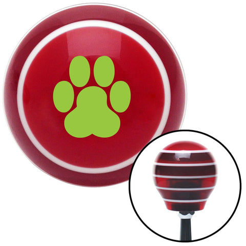 Green Pawprint Red Stripe Shift Knob with M16 x 15 Insert
