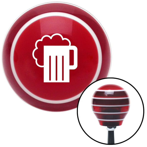 White Foaming Mug Red Stripe Shift Knob with M16 x 15 Insert