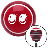 White Cute Eyes Red Stripe Shift Knob with M16 x 15 Insert