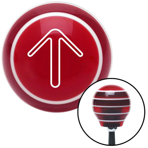 White Pointing Arrow Up Red Stripe Shift Knob with M16 x 15 Insert
