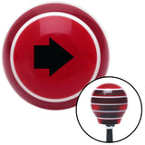 Black Solid Fat Arrow Right Red Stripe Shift Knob with M16 x 15 Insert