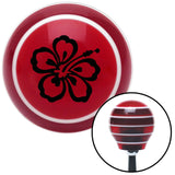 Black Hawaiian Flower 7 Red Stripe Shift Knob with M16 x 15 Insert