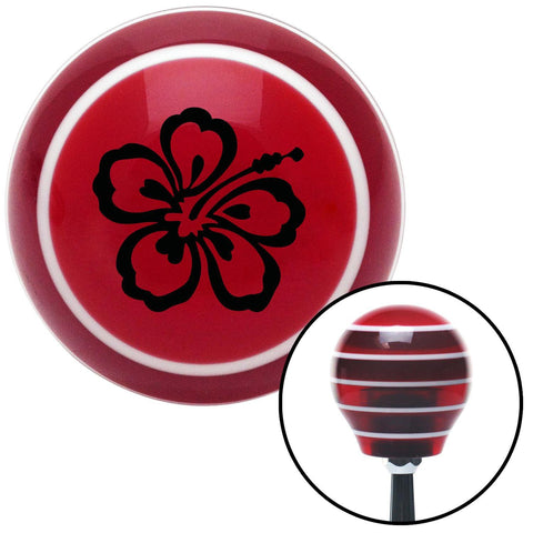 Black Hawaiian Flower 7 Red Stripe Shift Knob with M16 x 15 Insert
