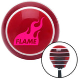 Pink Flame Icon Red Stripe Shift Knob with M16 x 15 Insert
