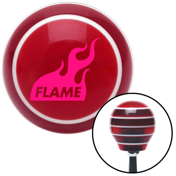 Pink Flame Icon Red Stripe Shift Knob with M16 x 15 Insert