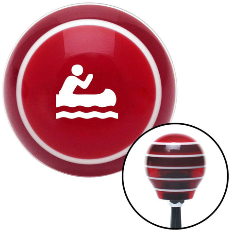 White Guy Paddling Canoe Red Stripe Shift Knob with M16 x 15 Insert