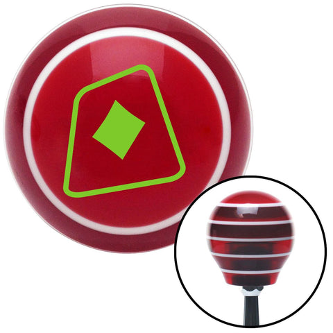 Green Diamonds on a Card Red Stripe Shift Knob with M16 x 15 Insert