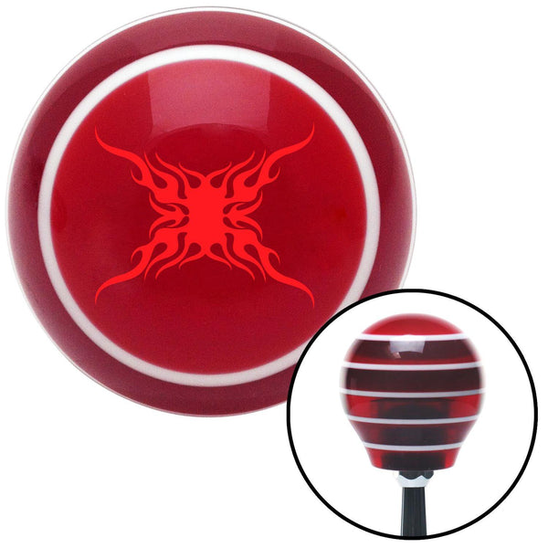 Red Super Large Tribal Flames Red Stripe Shift Knob with M16 x 15 Insert