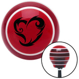 Black Scroll Art Heart Red Stripe Shift Knob with M16 x 15 Insert