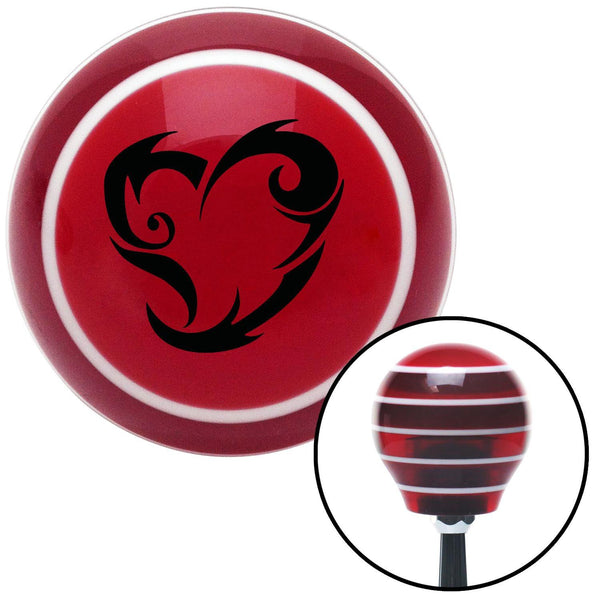Black Scroll Art Heart Red Stripe Shift Knob with M16 x 15 Insert