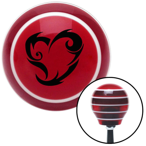 Black Scroll Art Heart Red Stripe Shift Knob with M16 x 15 Insert