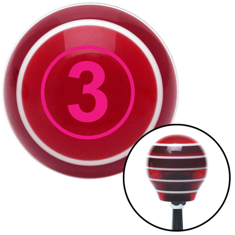 Pink Ball 3 Red Stripe Shift Knob with M16 x 15 Insert