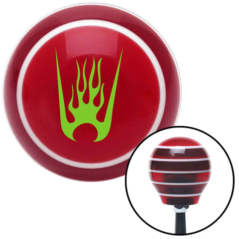 Green Flames in a Bucket Red Stripe Shift Knob with M16 x 15 Insert
