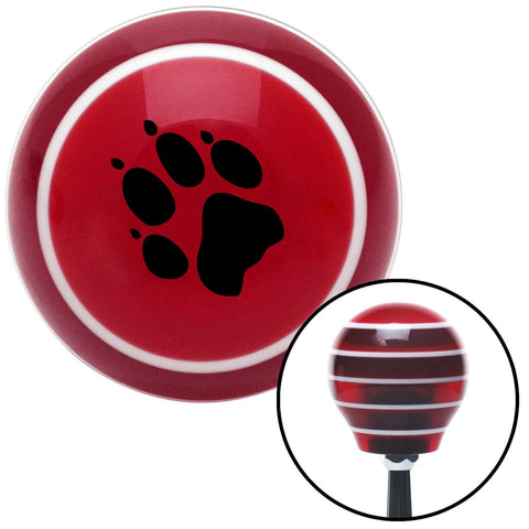 Black Paw Print  Red Stripe Shift Knob with M16 x 15 Insert