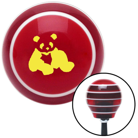 Yellow Panda Bear Red Stripe Shift Knob with M16 x 15 Insert