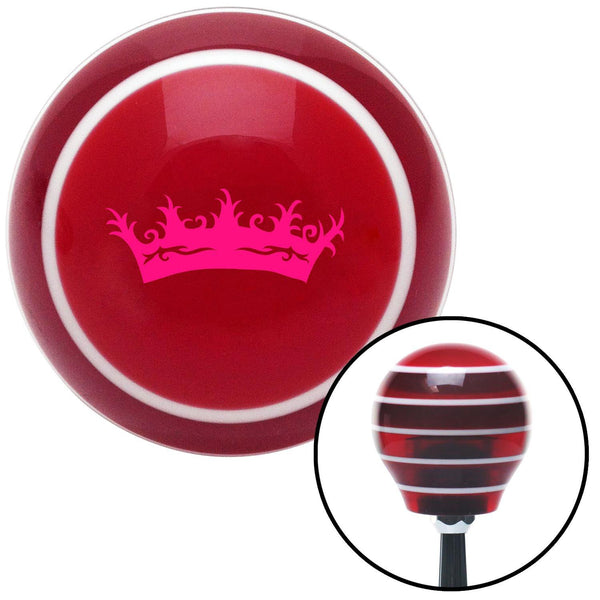 Pink Princess Crown Red Stripe Shift Knob with M16 x 15 Insert
