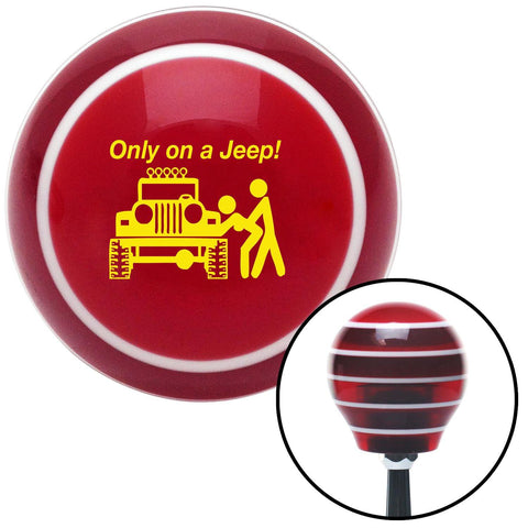 Yellow Only On A Jeep Red Stripe Shift Knob with M16 x 15 Insert